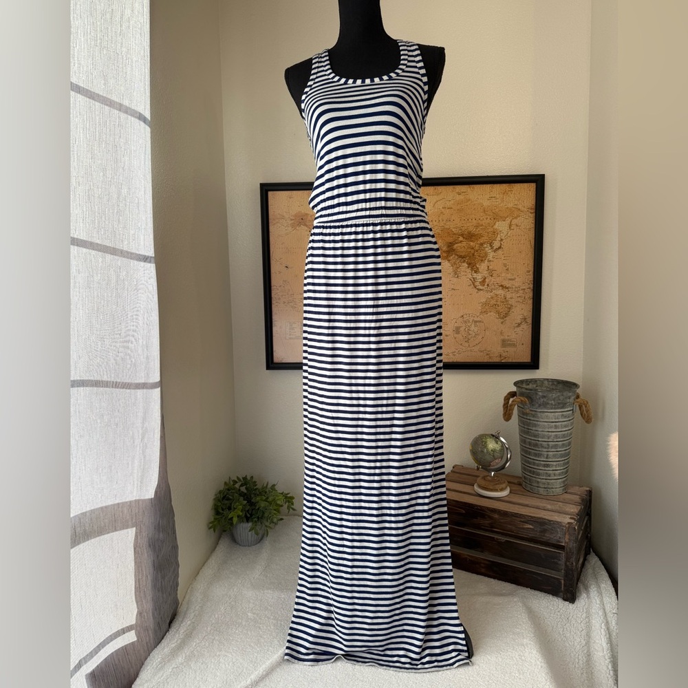 J. Crew striped sleeveless maxi dress